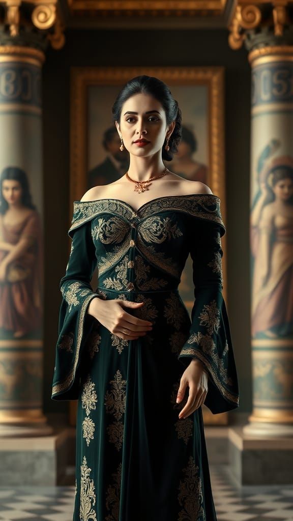 Regal Portrait of a Royal Beauty in Elegant Gown