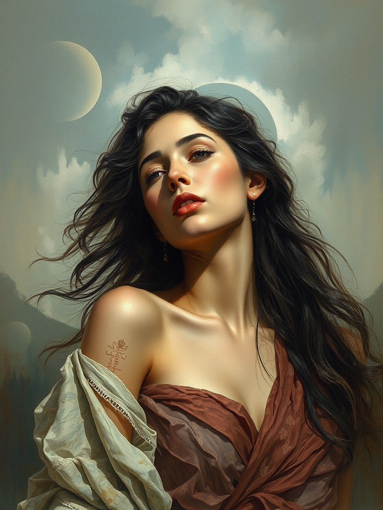 Immortal Asadi Woman in Realistic Oil Painting