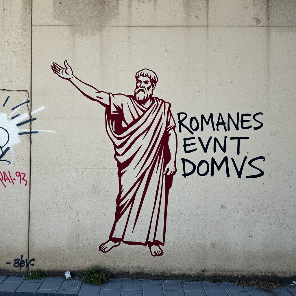 Roman Senator Street Art on Concrete Wall