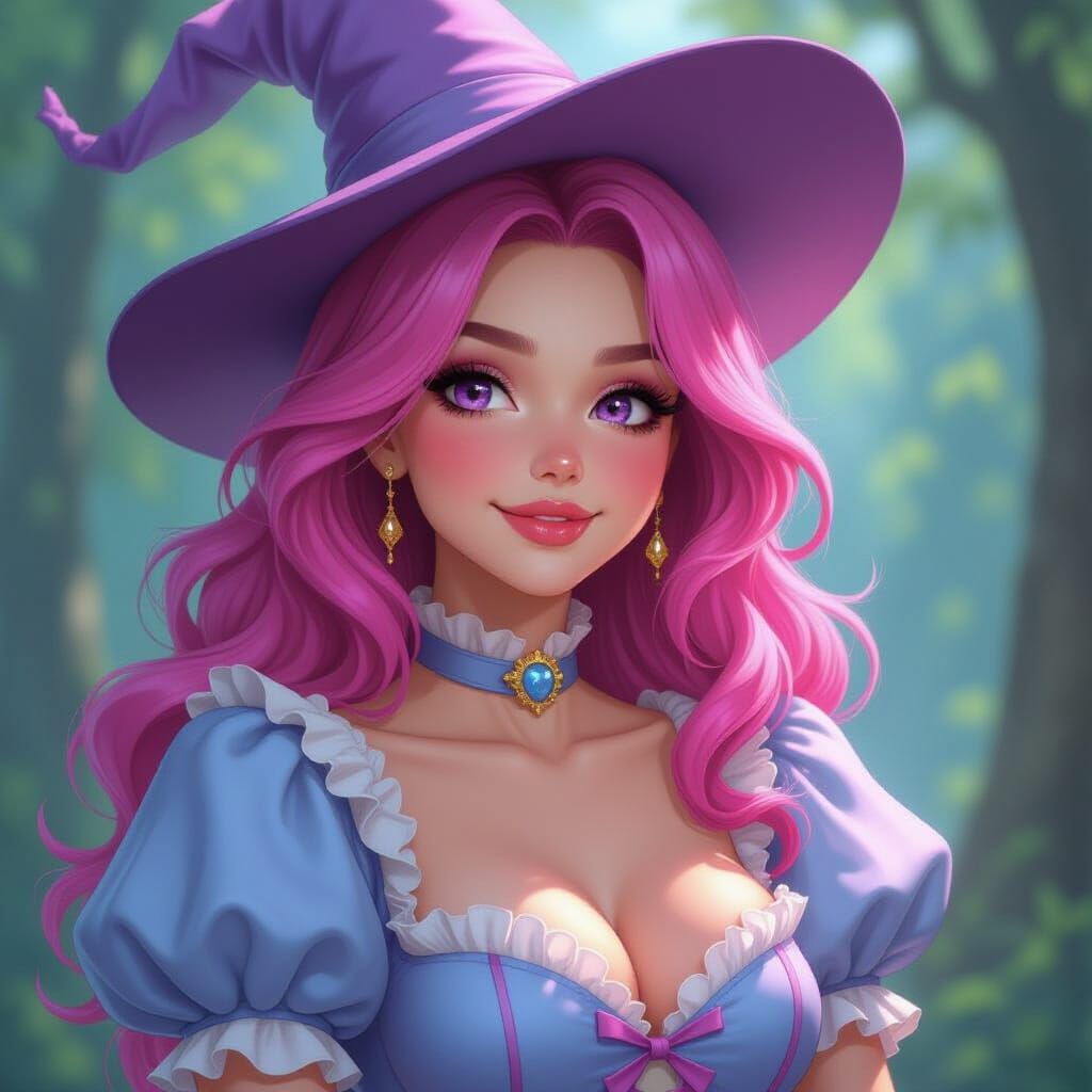 Pink Haired Woman in Glenda Costume in Oz