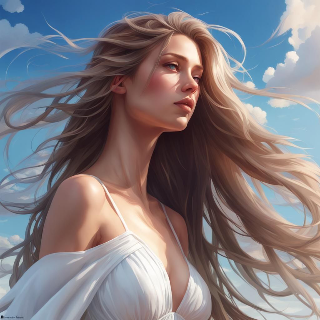 Hyperdetailed Portrait of a Girl in White Dress