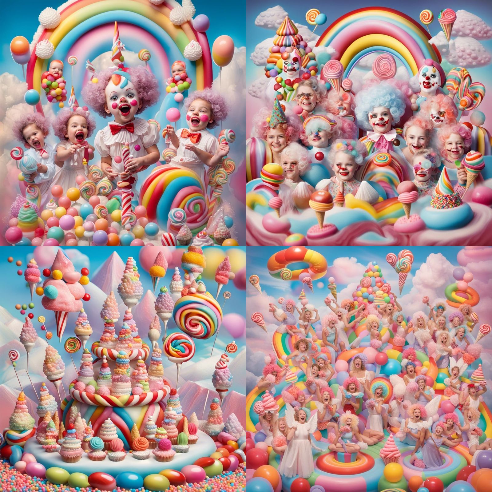 Clown Angels in Candyland Heaven