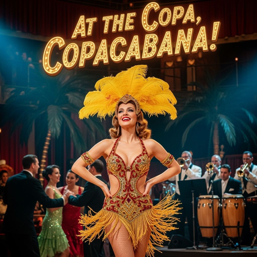 Wording at the top "At the Copa, Copacabana!" Her name was L...