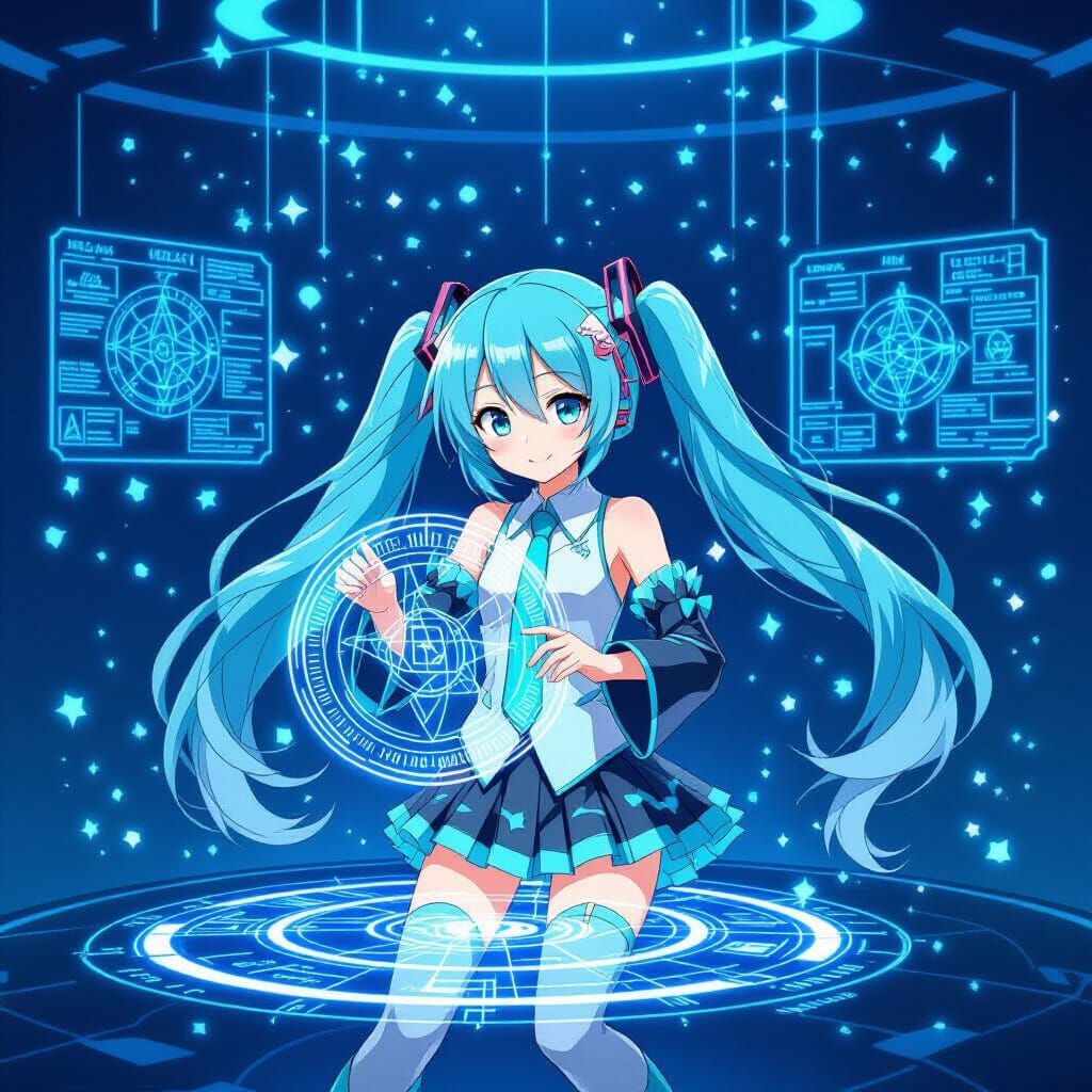 Hatsune Miku Designs Magic Circles in Zero Gravity