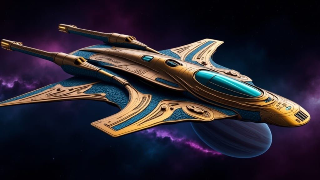 Sleek Solarpunk Castle-Starship Soars Through Cosmic Expanse