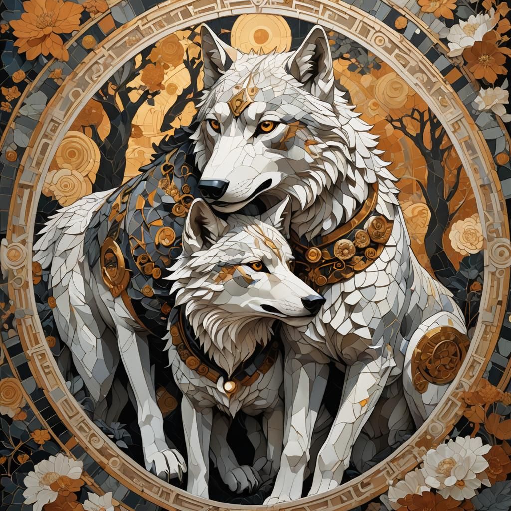 Romulus and Remus Tile Mosaic Portrait