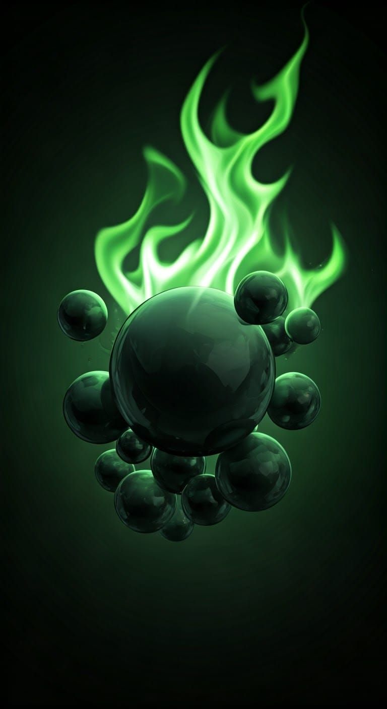 Frutiger Aero Wallpaper with Flaming Orbs