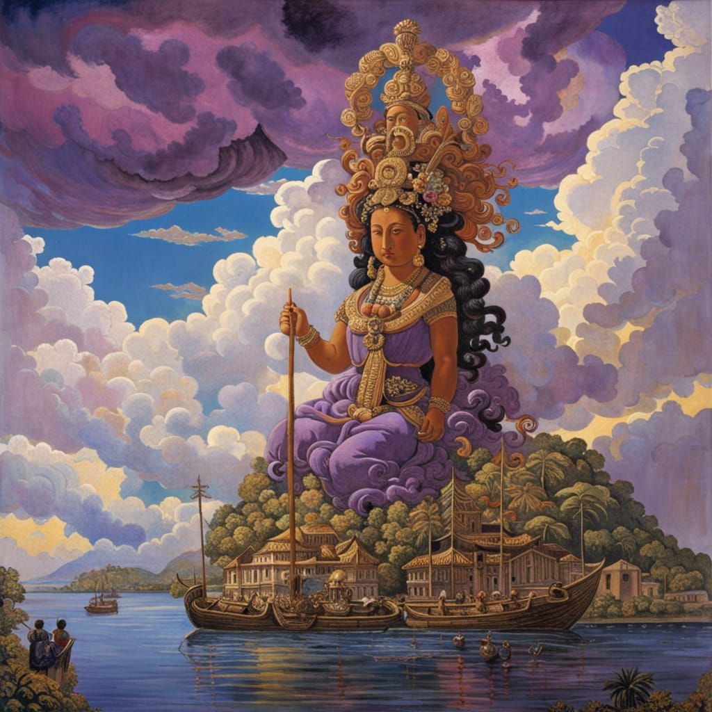 Cloud Goddess Ascends Over Haitian Port, Value Study
