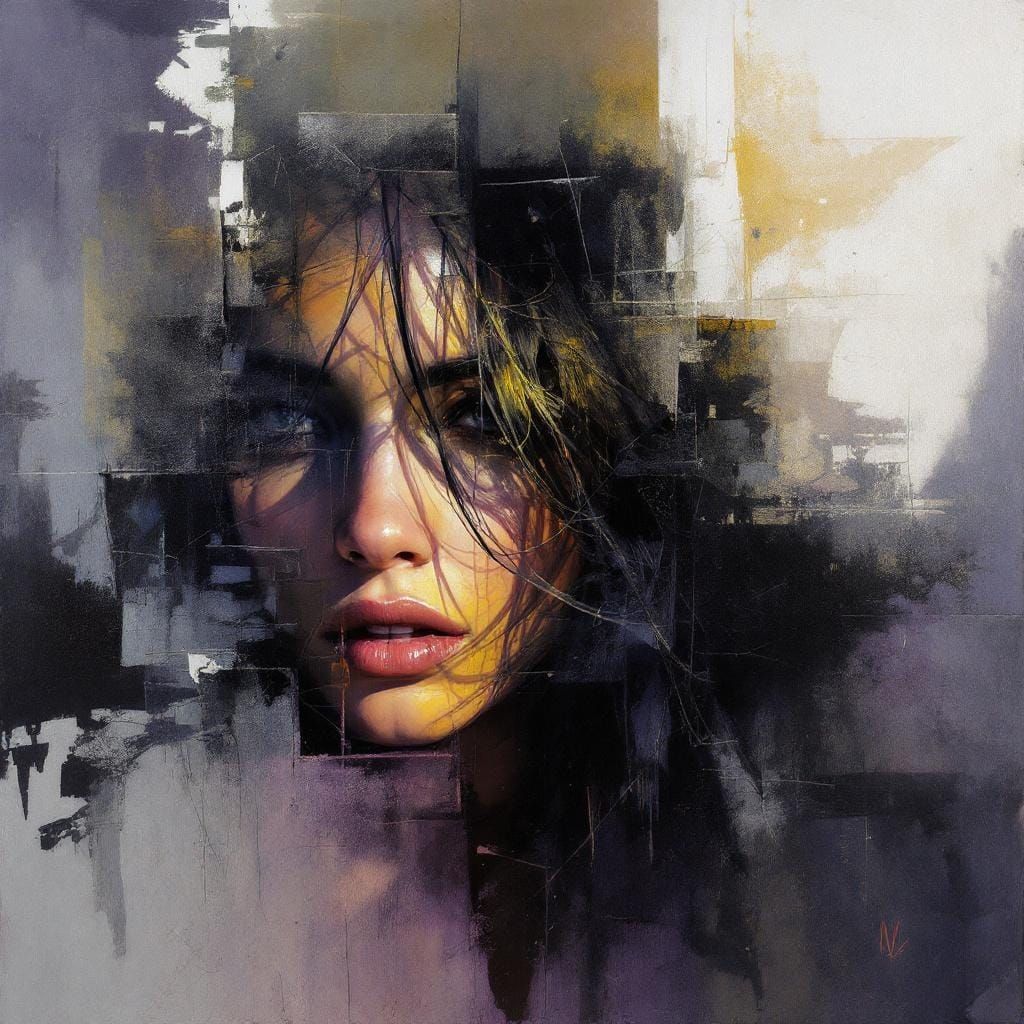 Film Noir Portrait with Luminous Forms