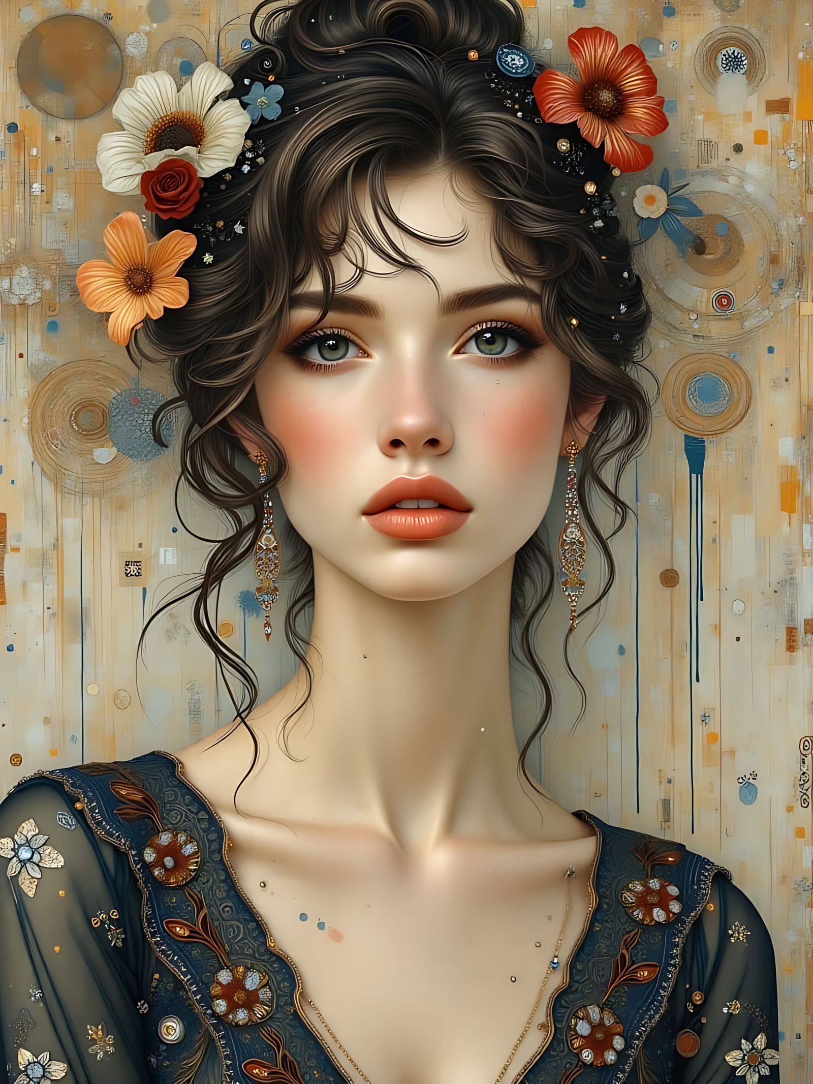 A Woman's Portrait in Klimt's Style