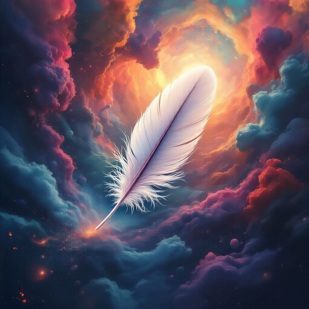 Cosmic Feather Drifts Through Abstract Nebula