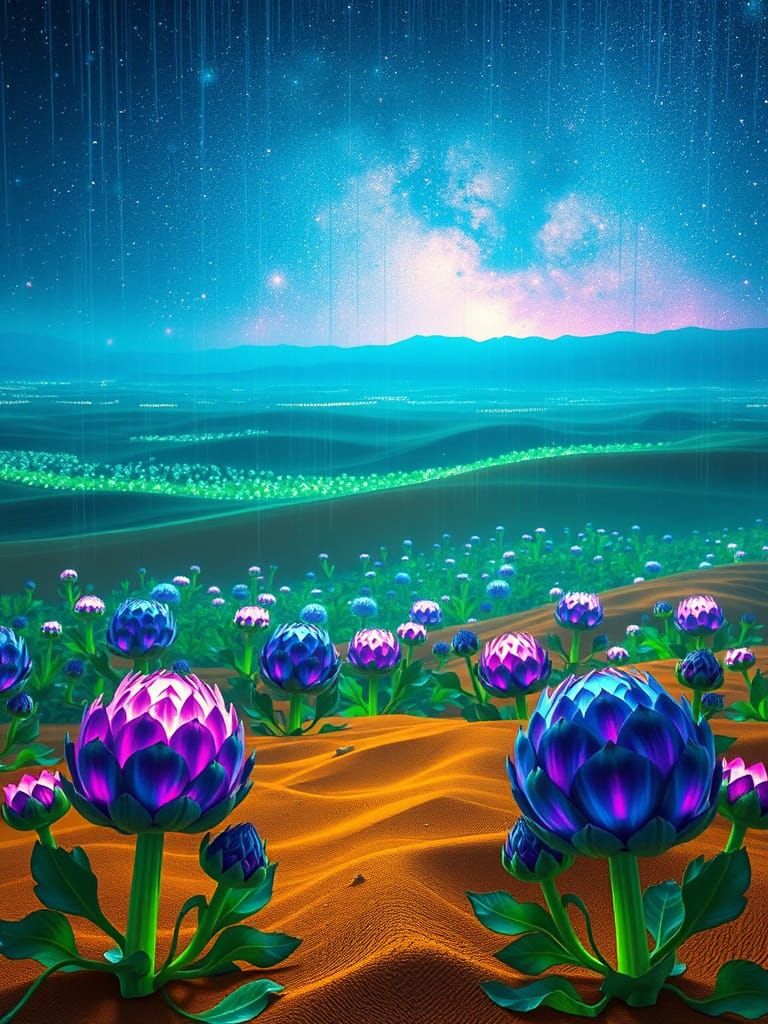 Electric Desert Dreamscapes in Hyperrealism