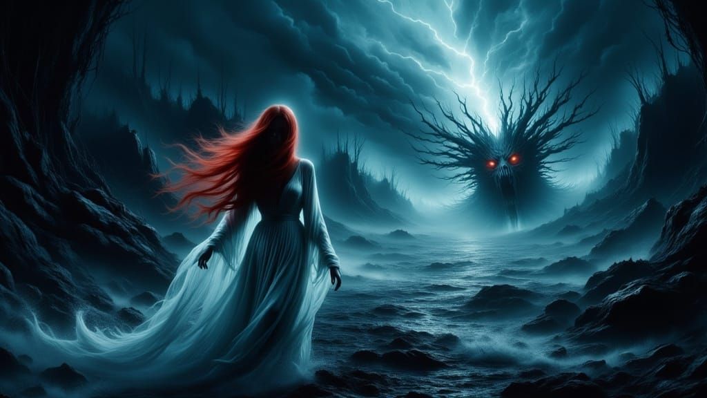 Dark Ocean Siren Dragging a Beautiful Woman into Eternal Nig...