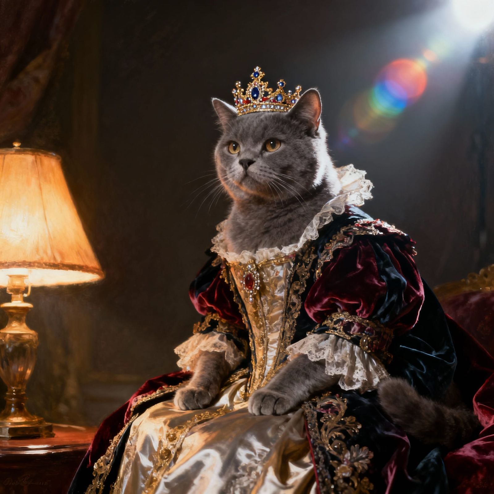 Victorian Cat Royal Portrait in Opulent Attire