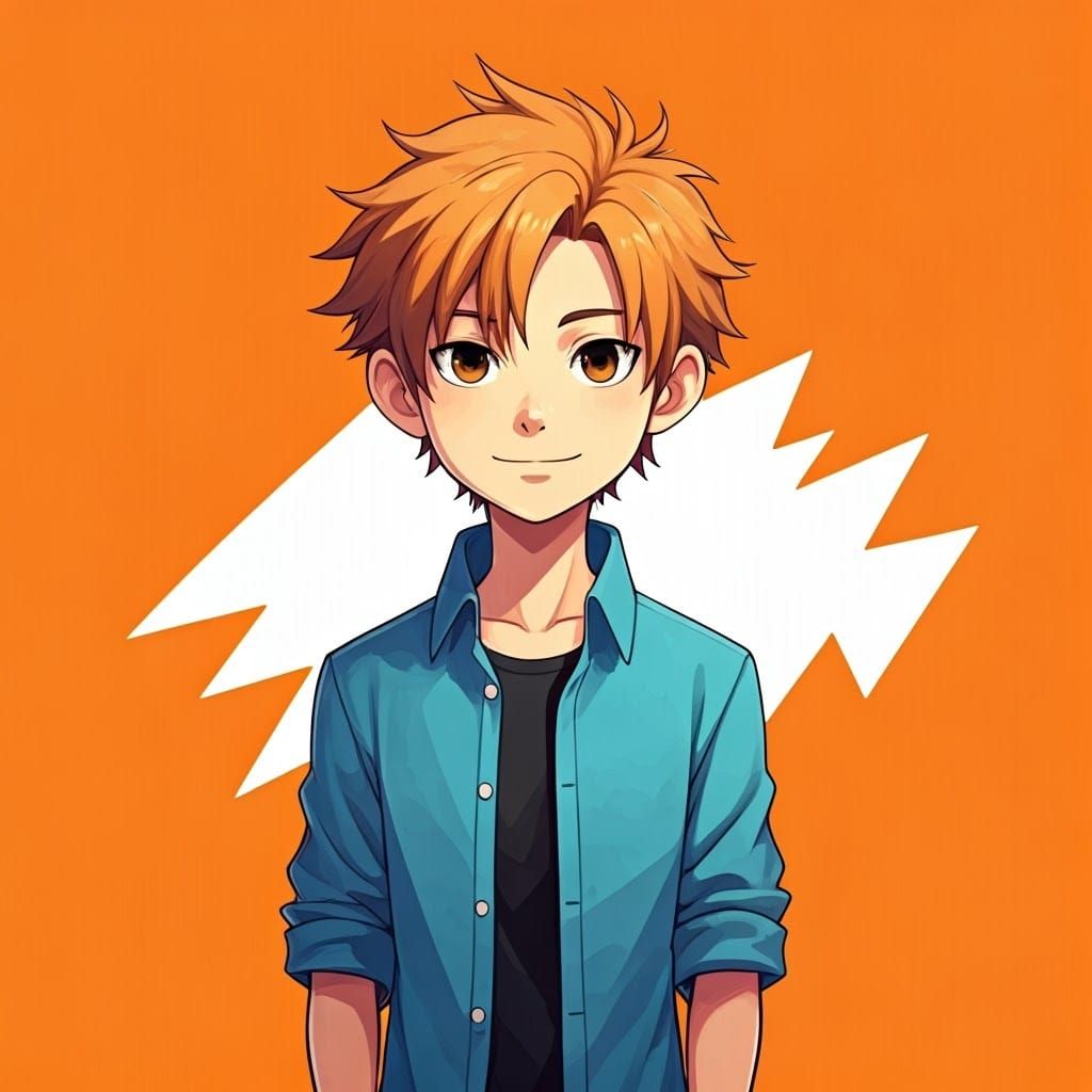Charming Anime-Style Young Hero
