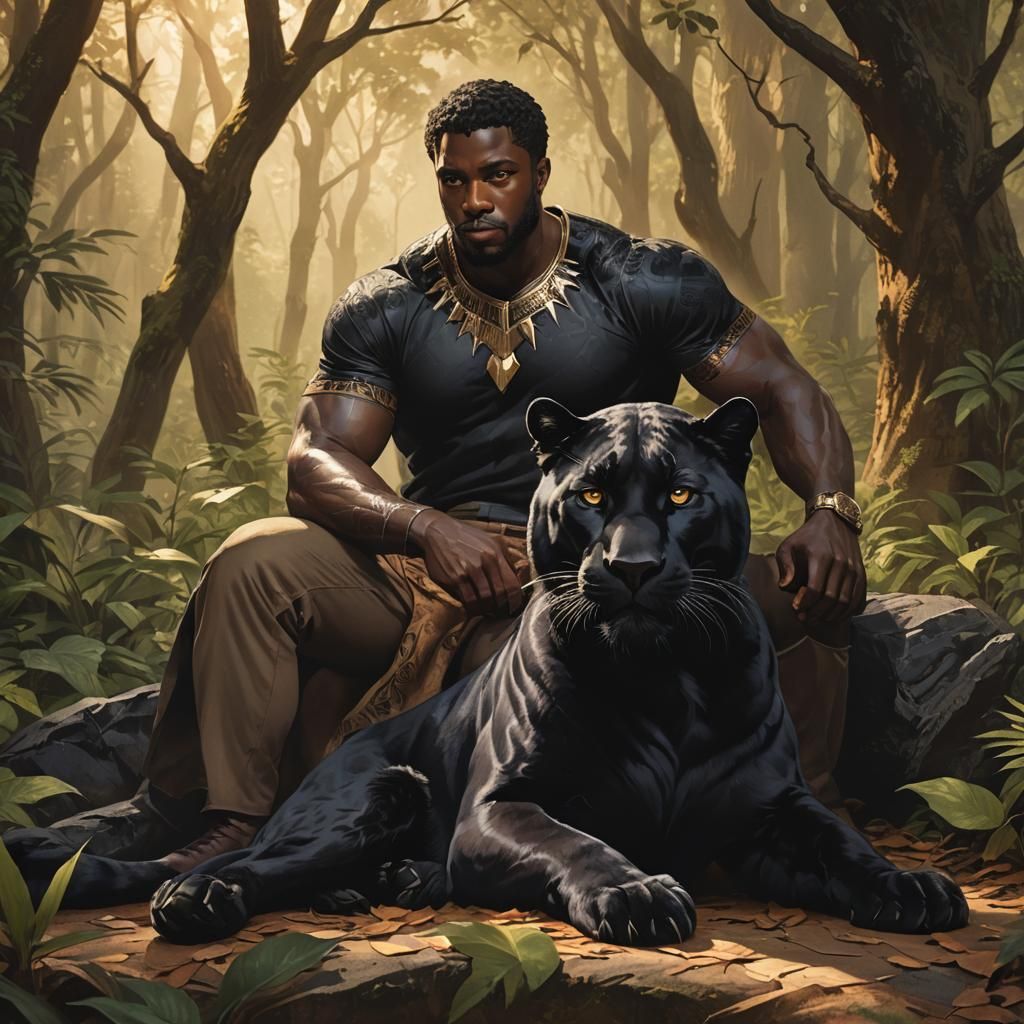 Harper and Panther: Mystical Forest Companions in Fantasy Ar...