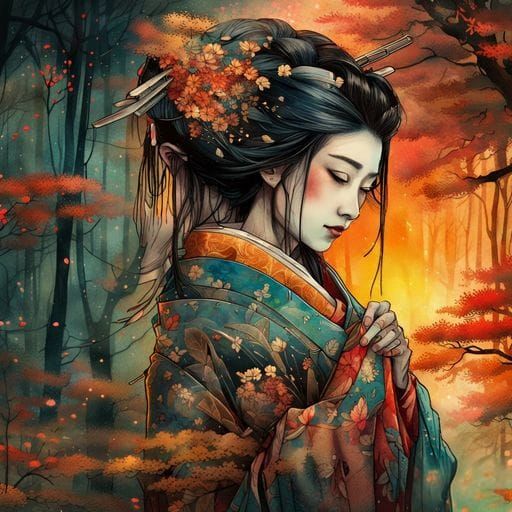 Elegant Geisha in Traditional Dress