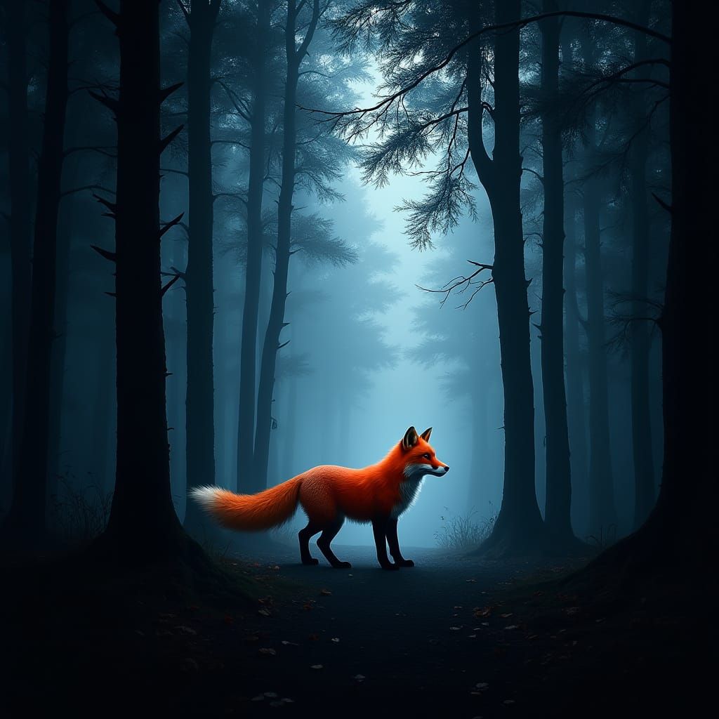 Ethereal Forest Encounter in Cyberpunk Style