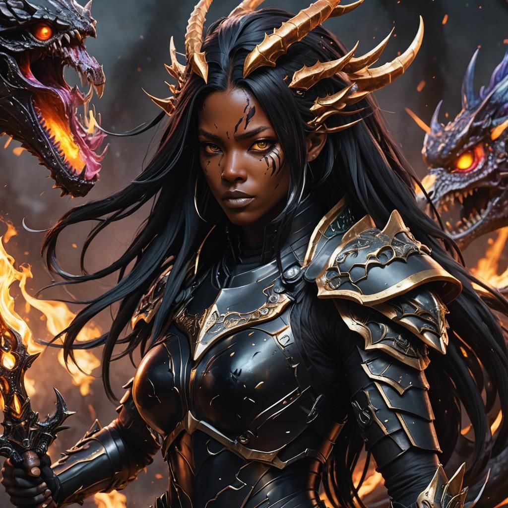 Yoruichi in Dragon Armor with Fire Sword