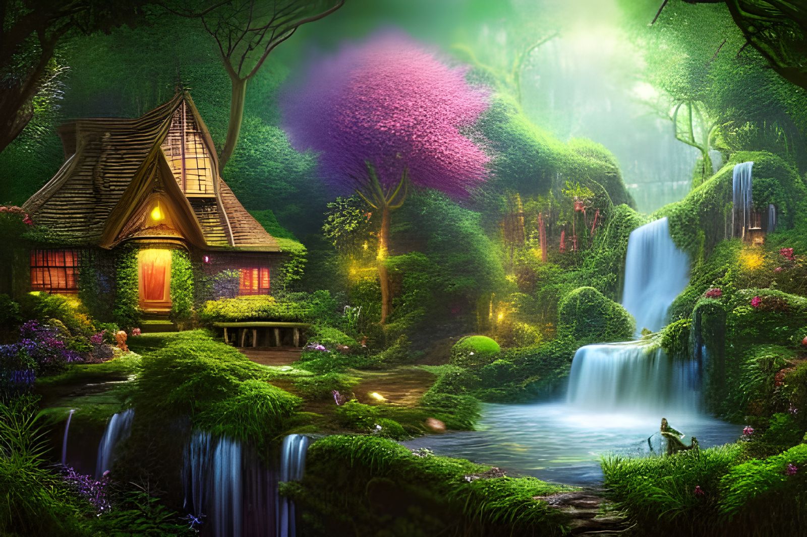Enchanted Cottage in Lush Forest Photograph