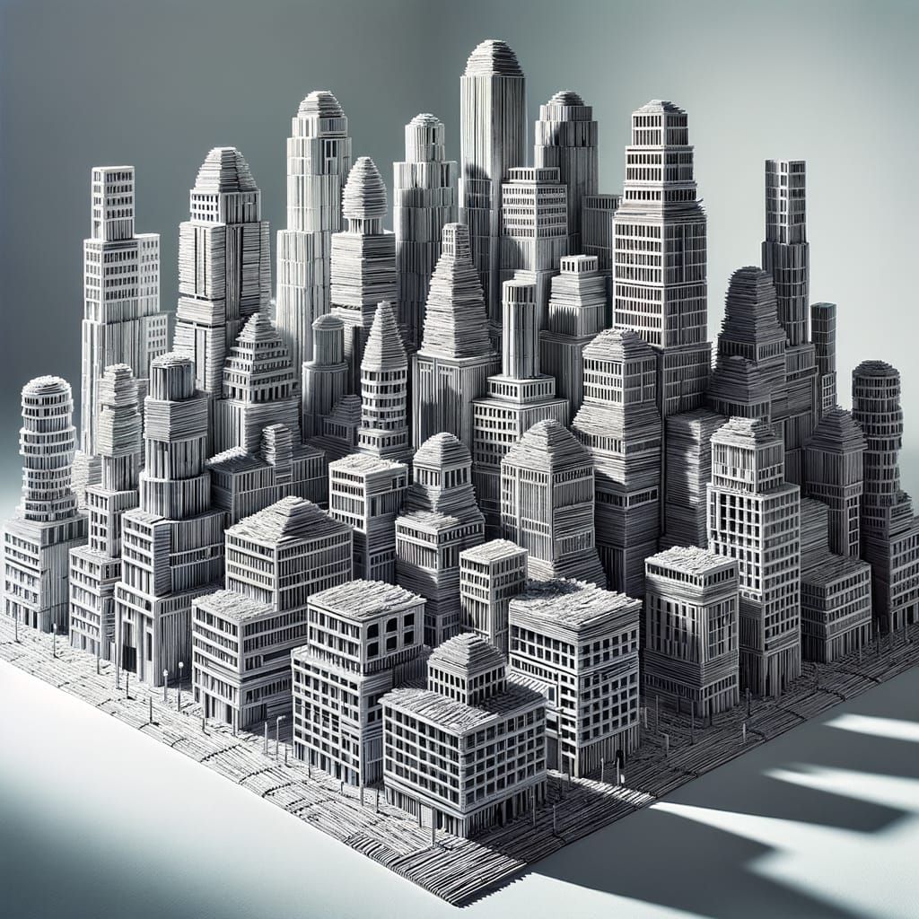 Newspaper City: An Optical Illusion Sculpture