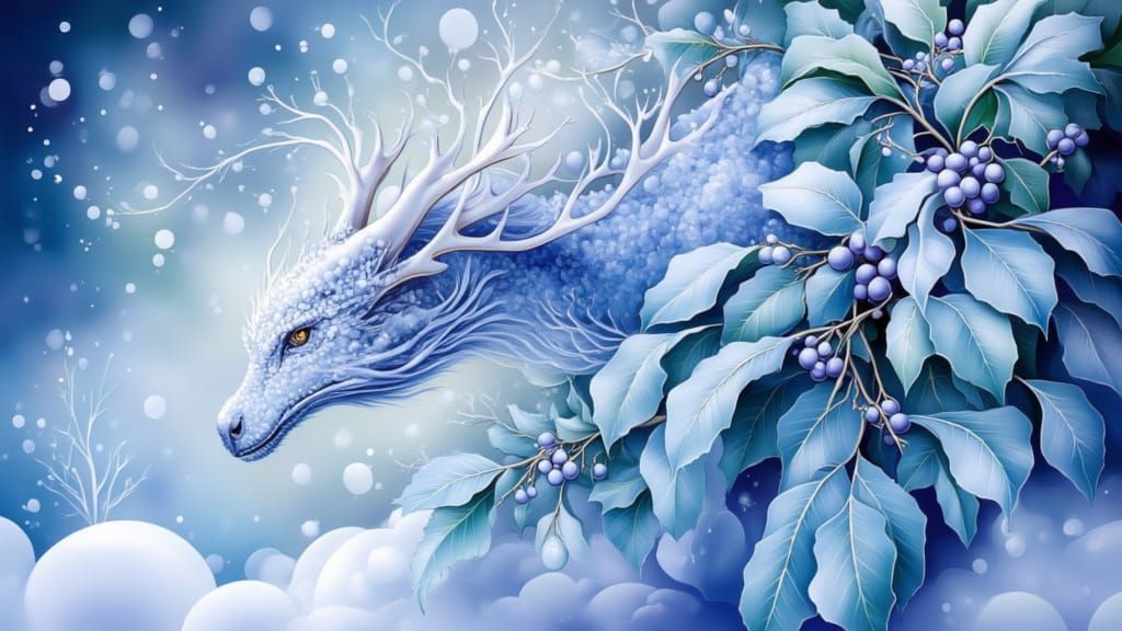 Winter Dragon in Frosty Blues