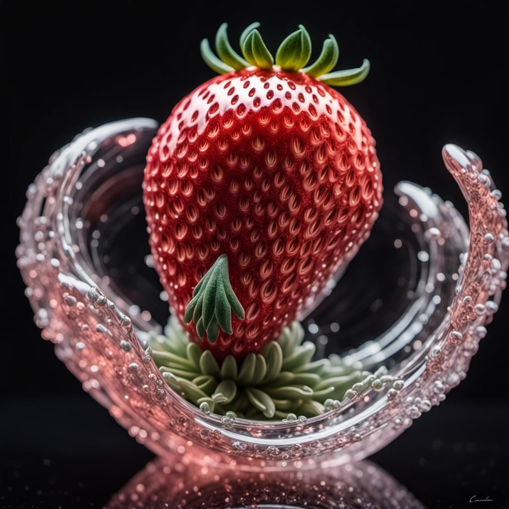 Intricate Glass Strawberry Nebula Statue Photo