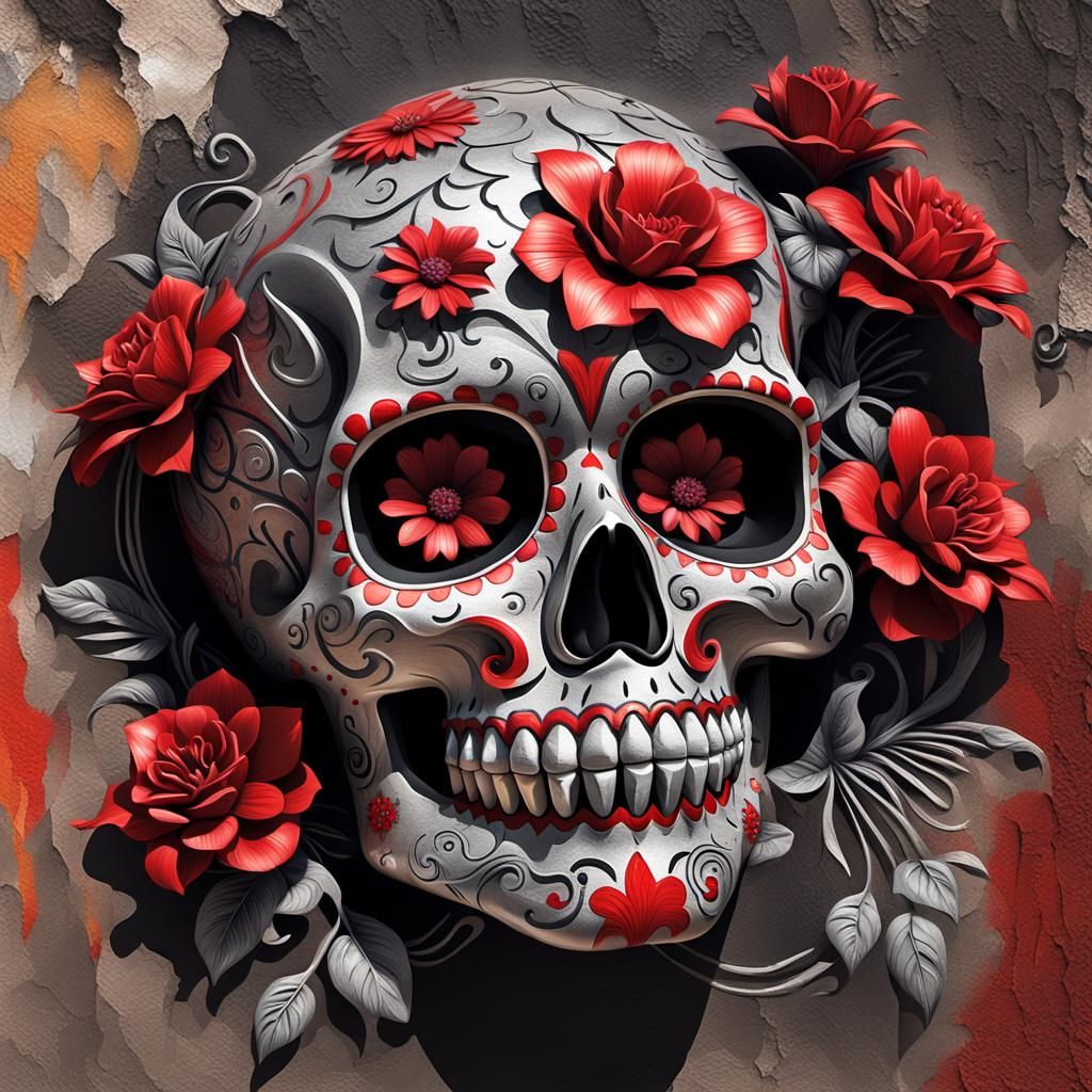 Day of the Dead Skull with Graffiti Art