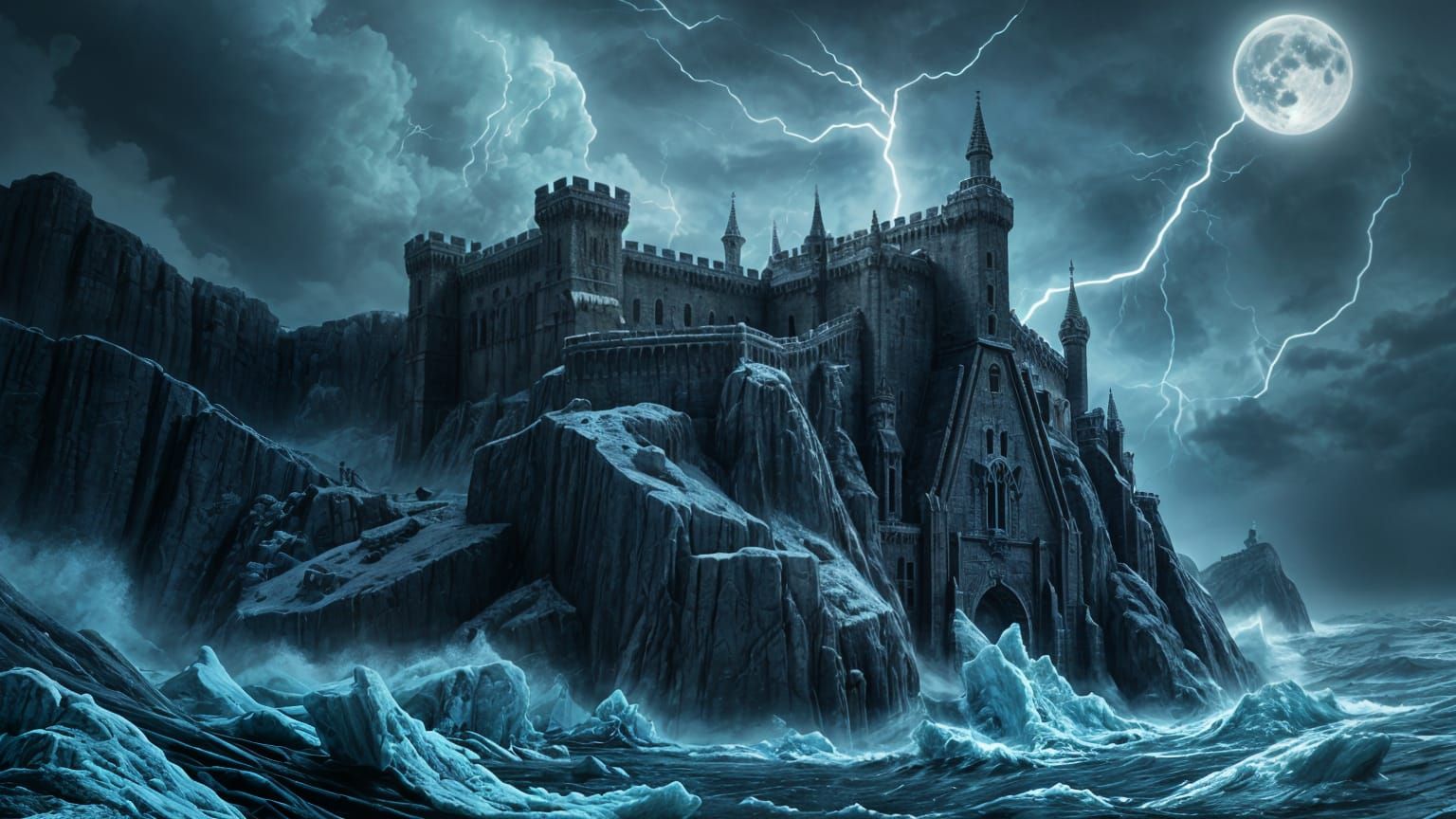 Lovecraftian Nightmare Castle in Obsidian Stone