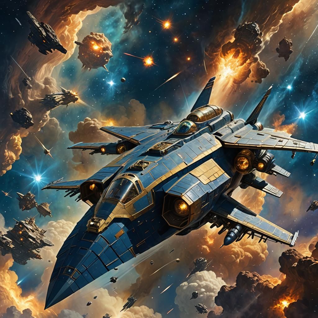 Cosmic Pirate Ship Soaring Through Nebula