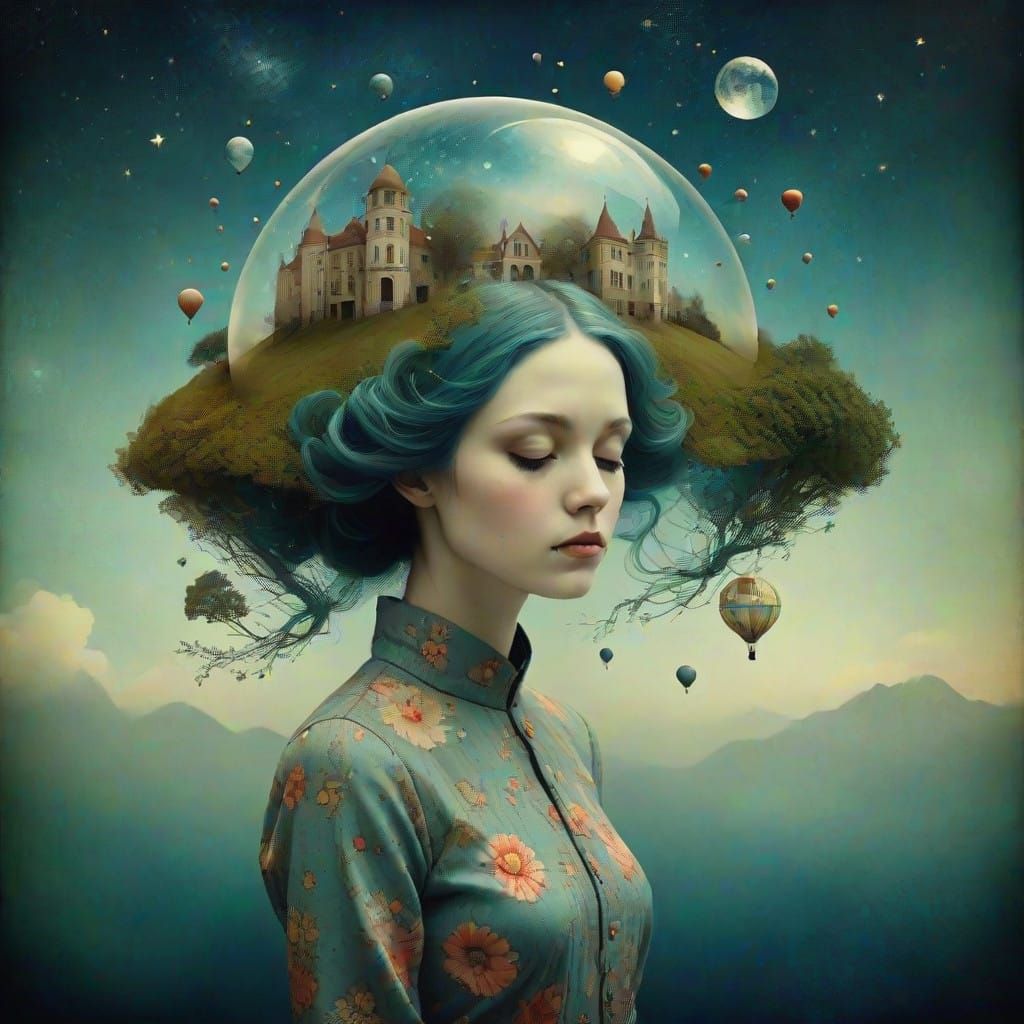 Cosmic Double Exposure in Vibrant Colors