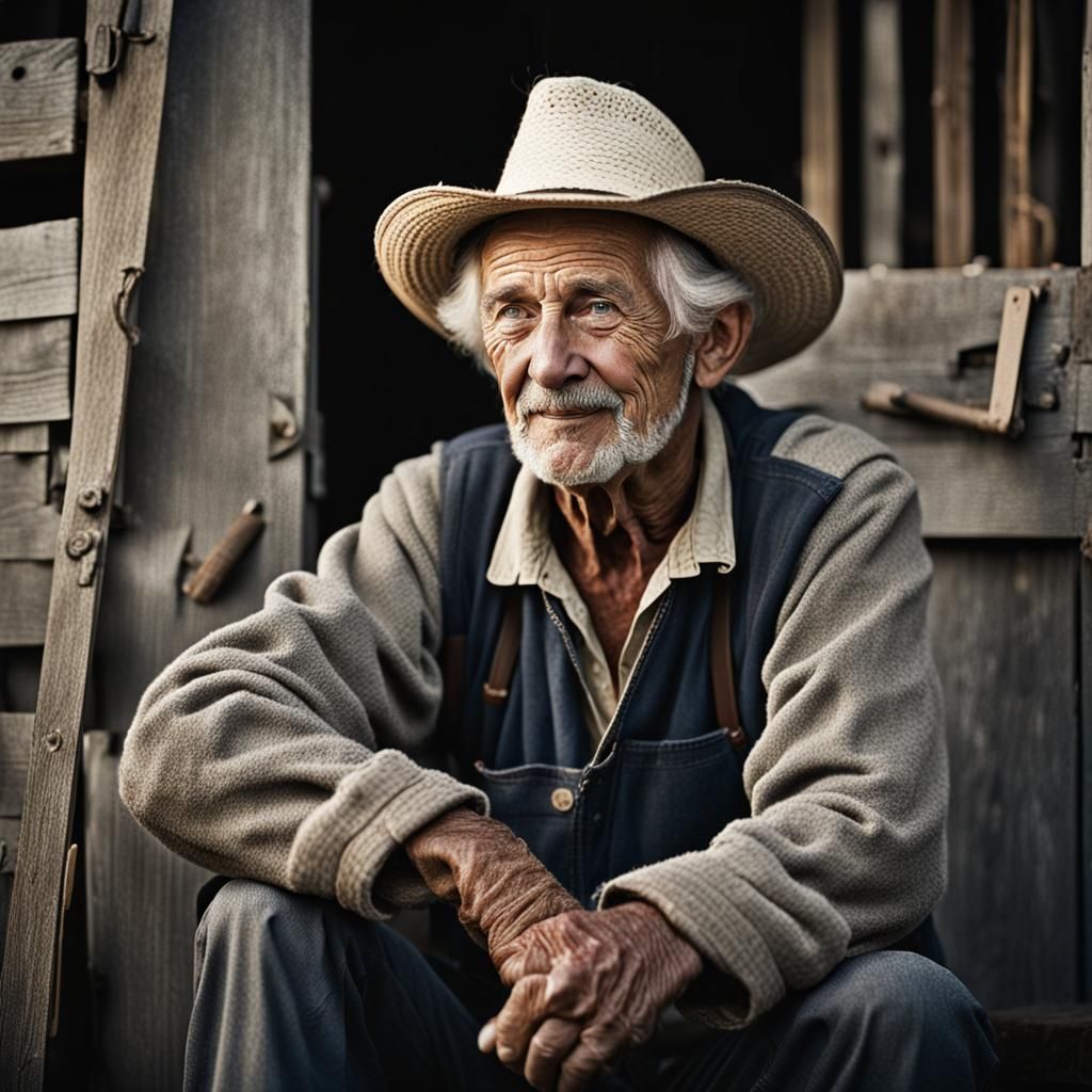 Farmer Portrait in Style of Barbara Kasten