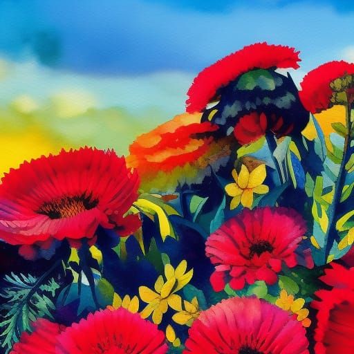 Rainbow Waratah in Gouache Style