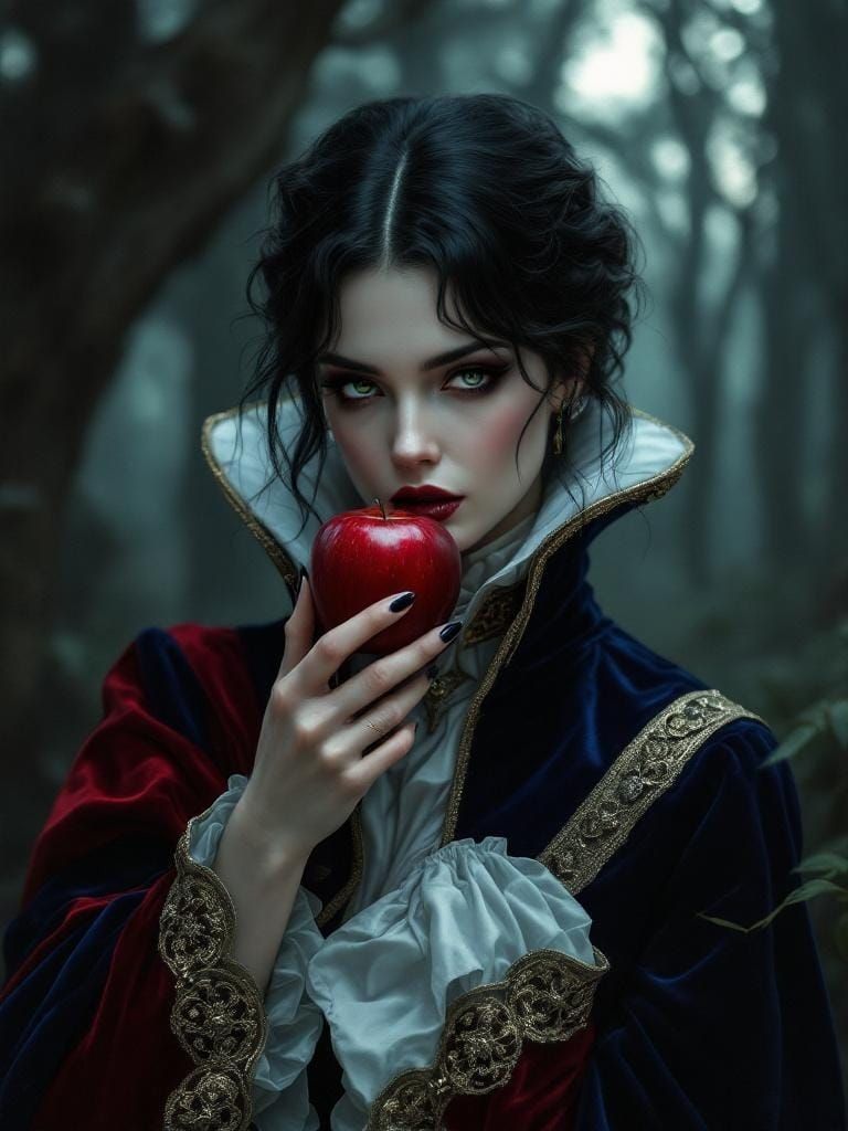 Dark Queen with Apple in Fantasy Portrait