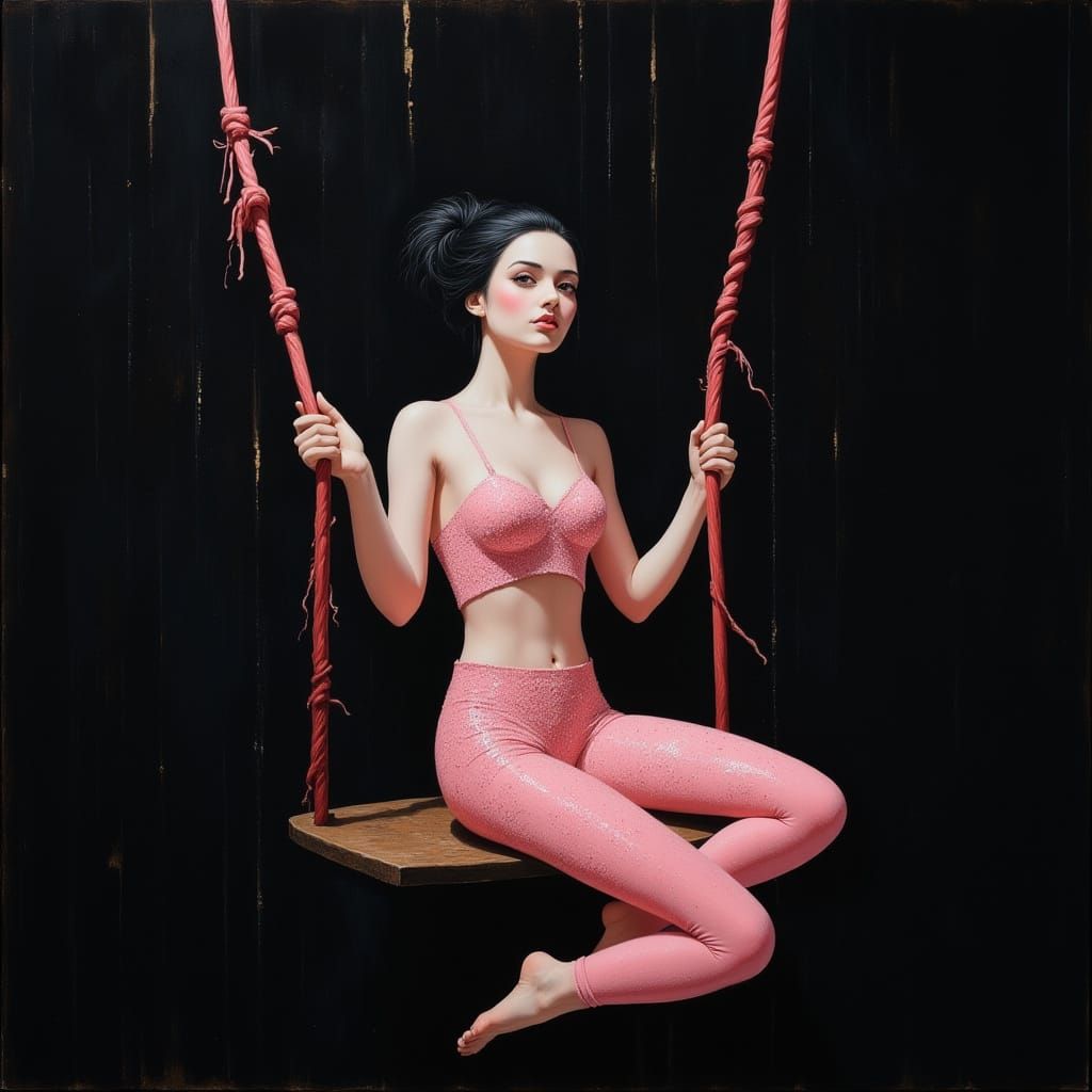 Trapeze Artist in Pink Sequins with Holographic Echo