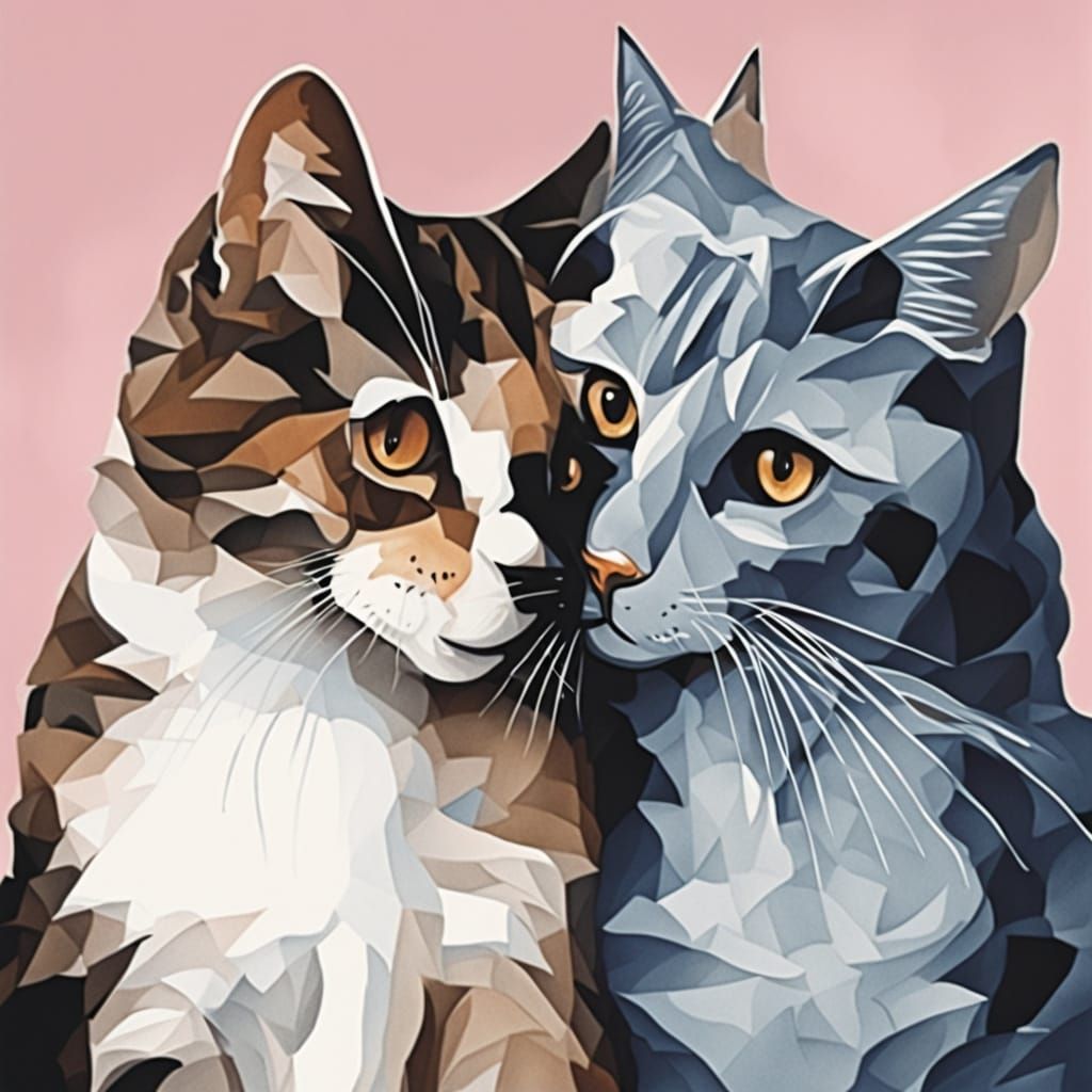 Ink Art of Dog and Cat Companionship