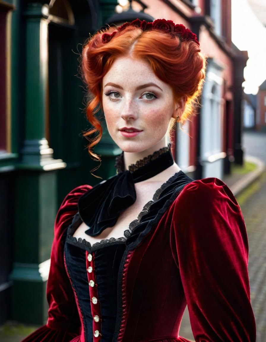 Victorian Woman with Red Hair Portrait