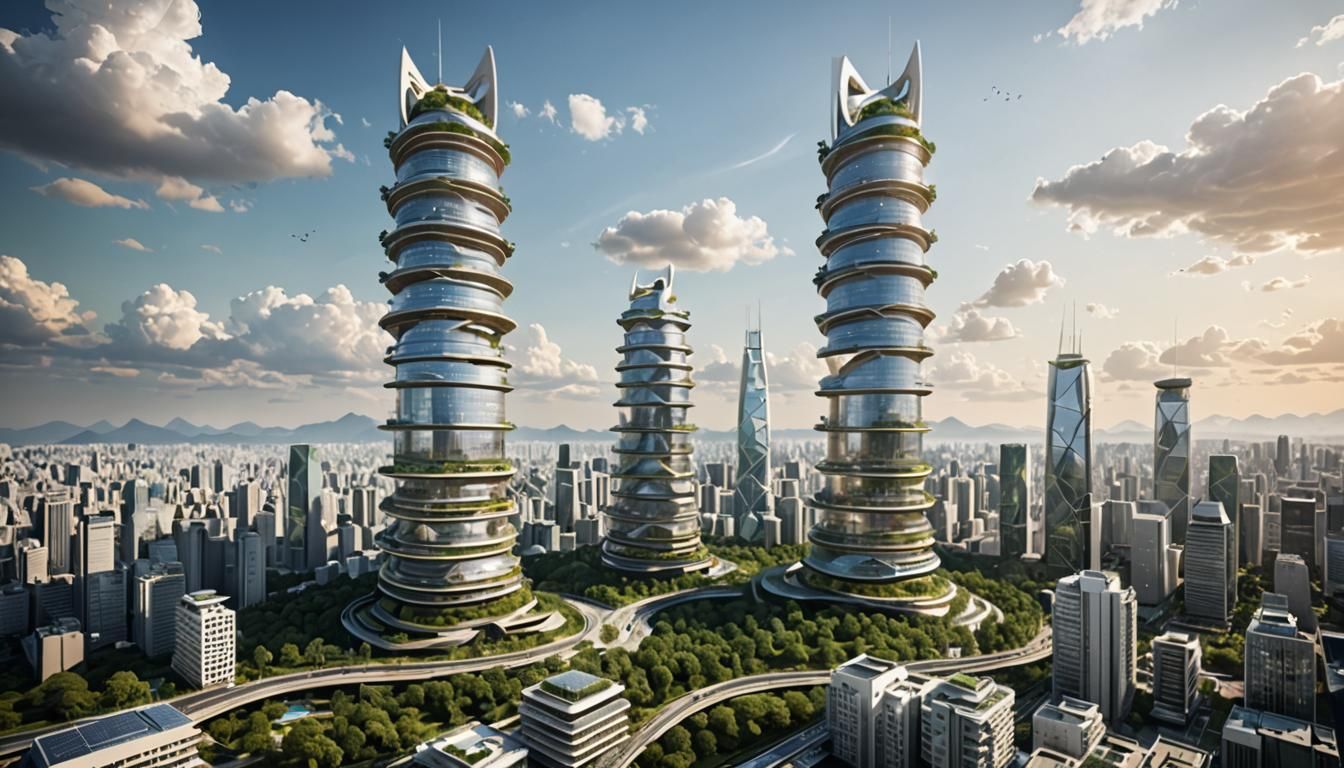 Futuristic Japanese Cityscape with Digital Art