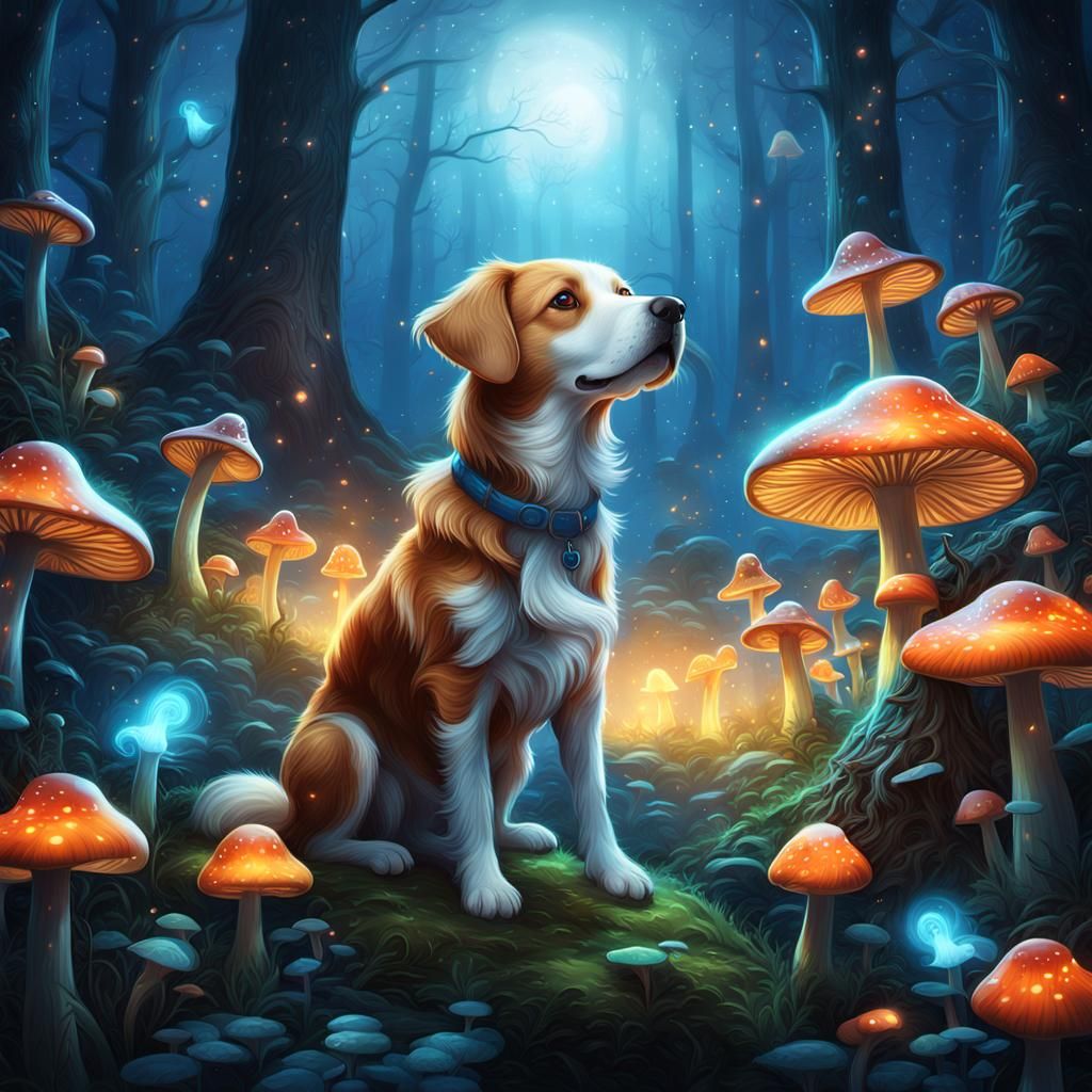 Enchanting Fantasy Dog in a Mystical Forest
