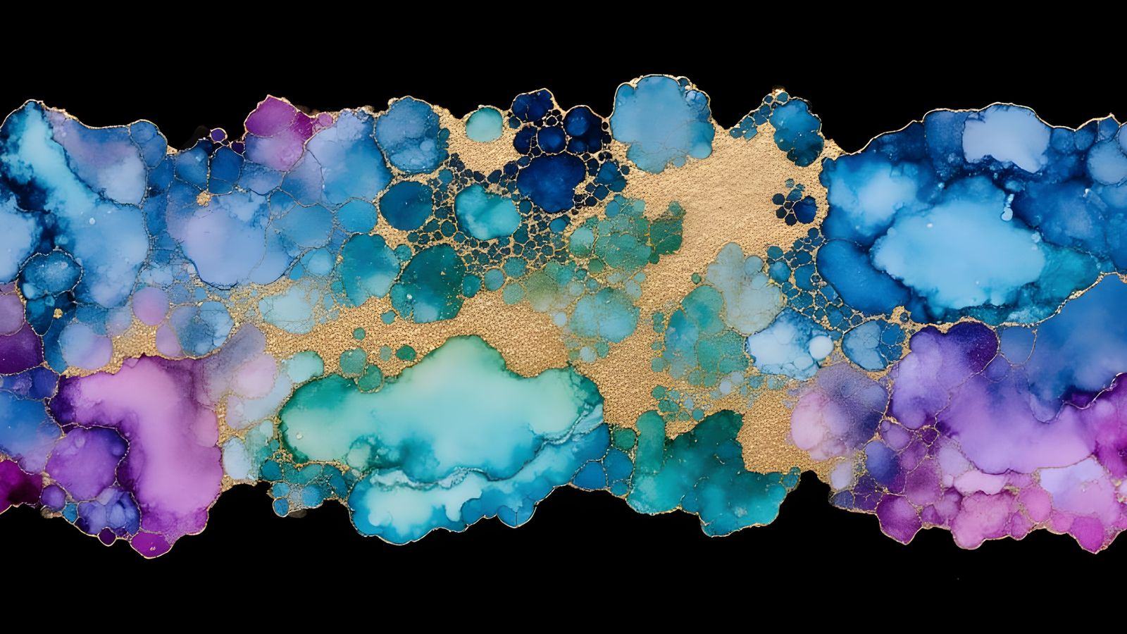 Vibrant Alcohol Inks Abstract Art on Black Paper