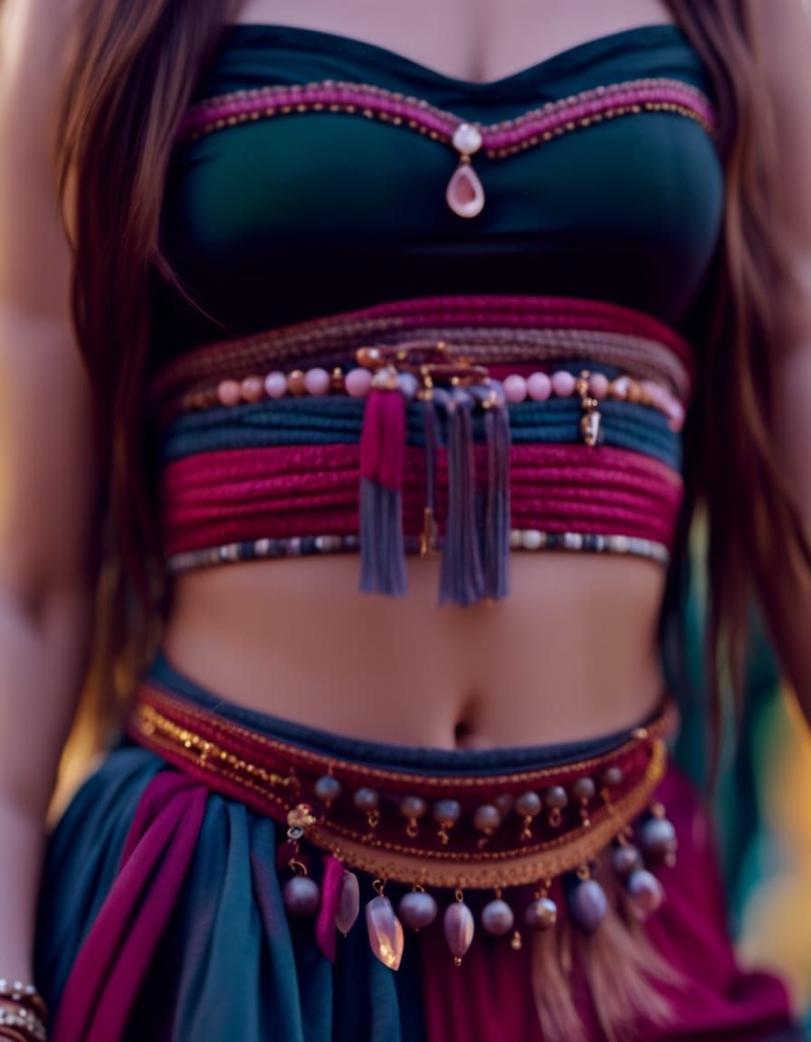 Young Woman Shows Her Midriff