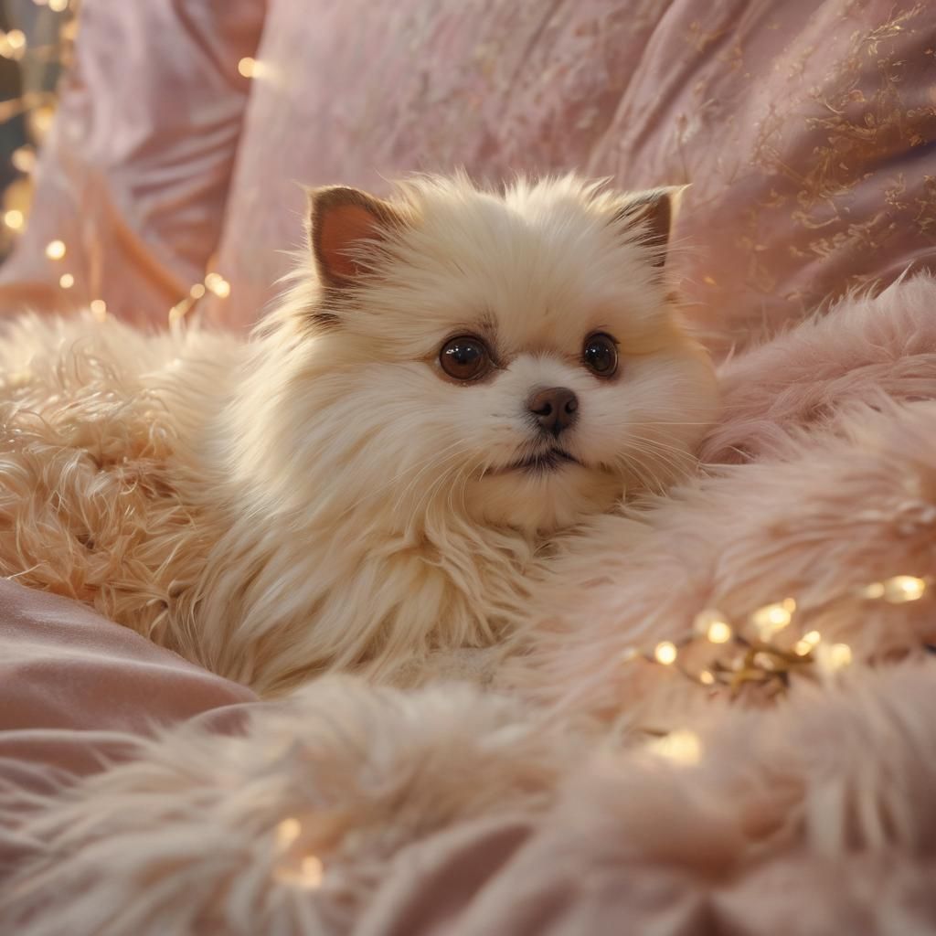 Fluffy Creature in Golden Light: Digital Matte Painting