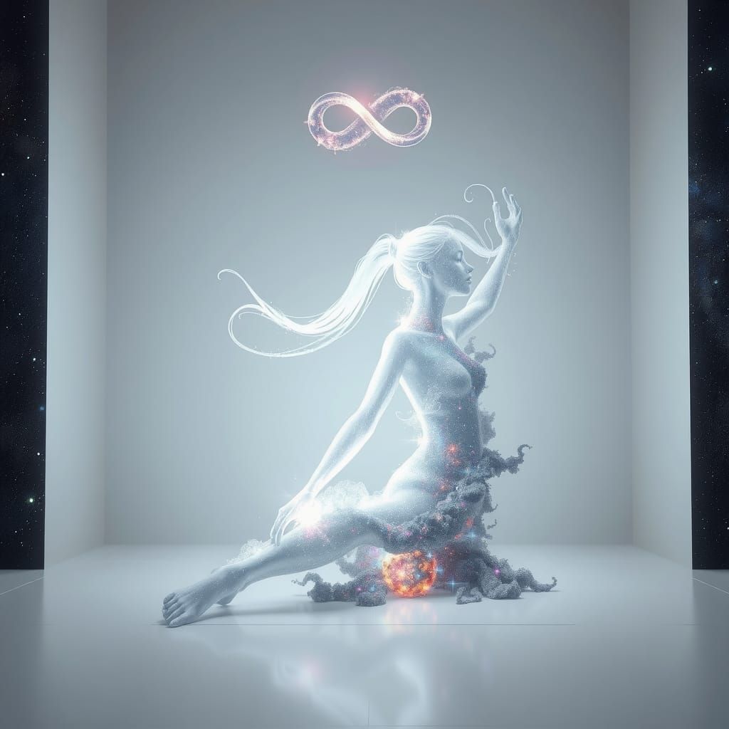 Ethereal Light Being in Cosmic Dreamscape