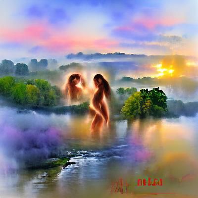 Adam and Eve in Eden at Sunrise