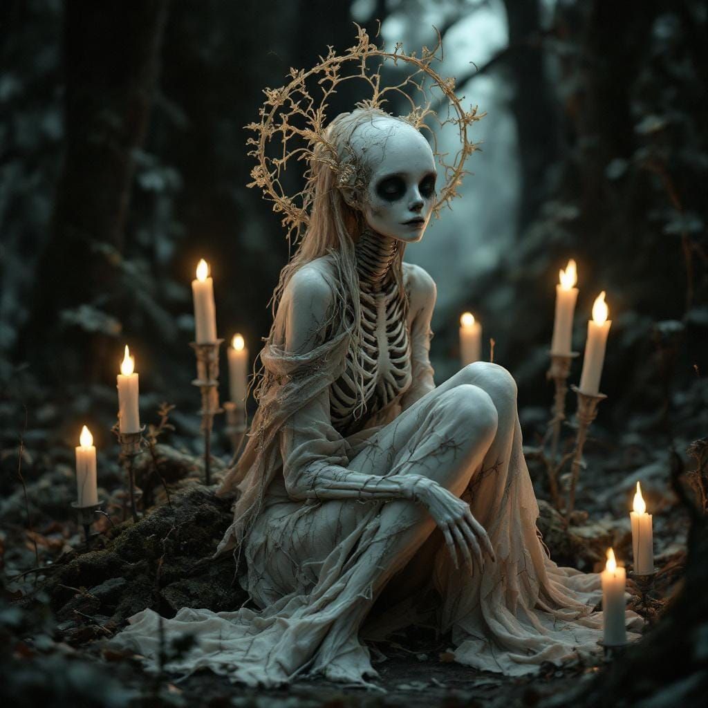 Ethereal Bone Fairy in Mystical Forest