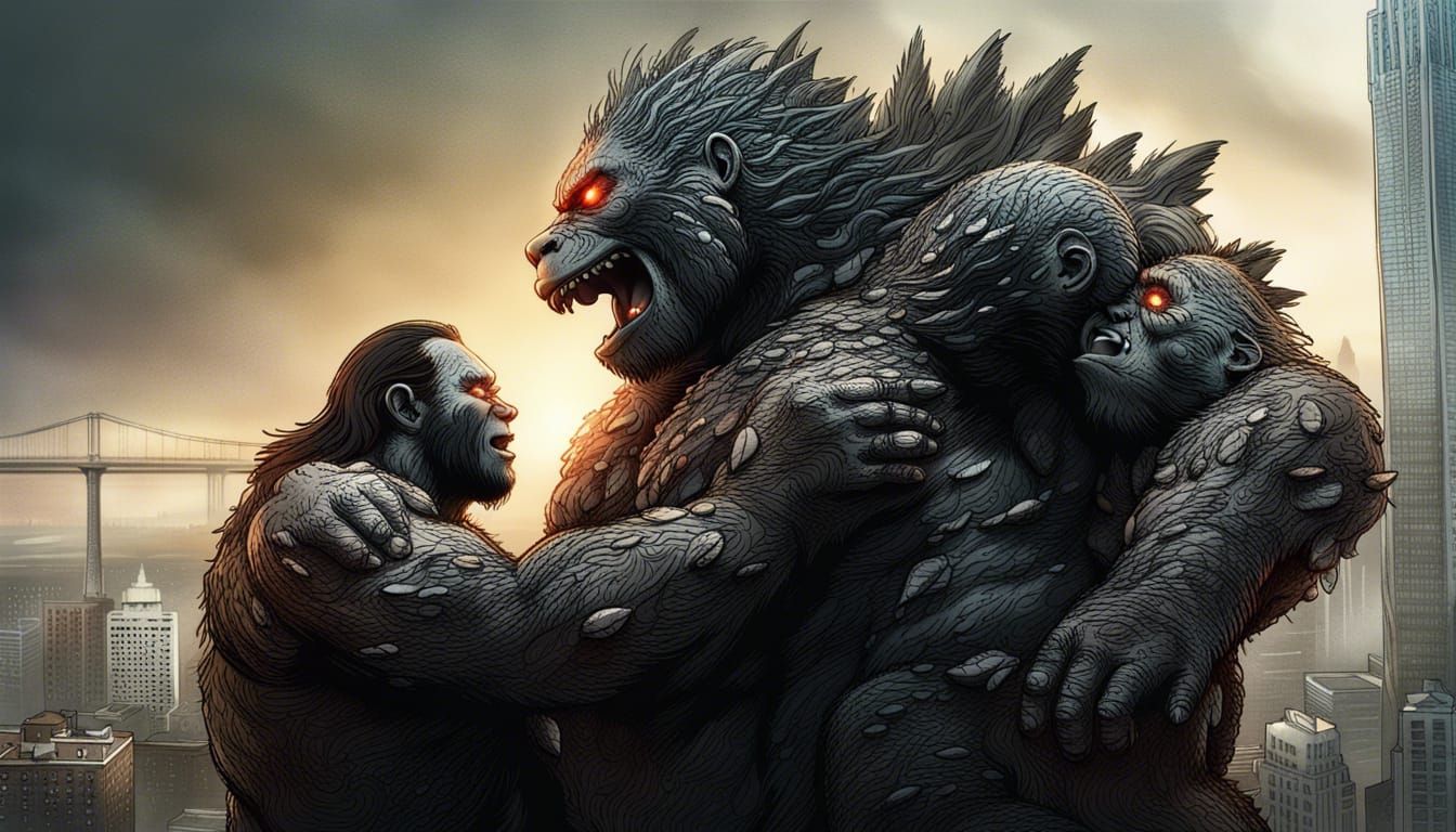 Godzilla and King Kong: A Hyper-Detailed Embrace