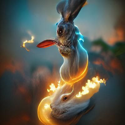Fire-Breathing Rabbit Digital Painting