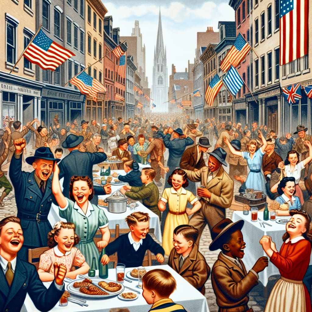 VE Day 1945: A Joyous Street Celebration