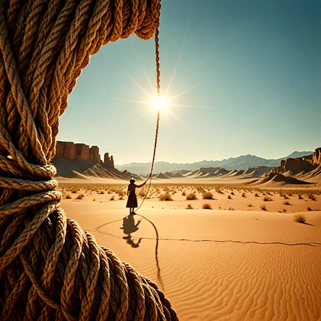 Desert Woman with Rope: Surreal Photo