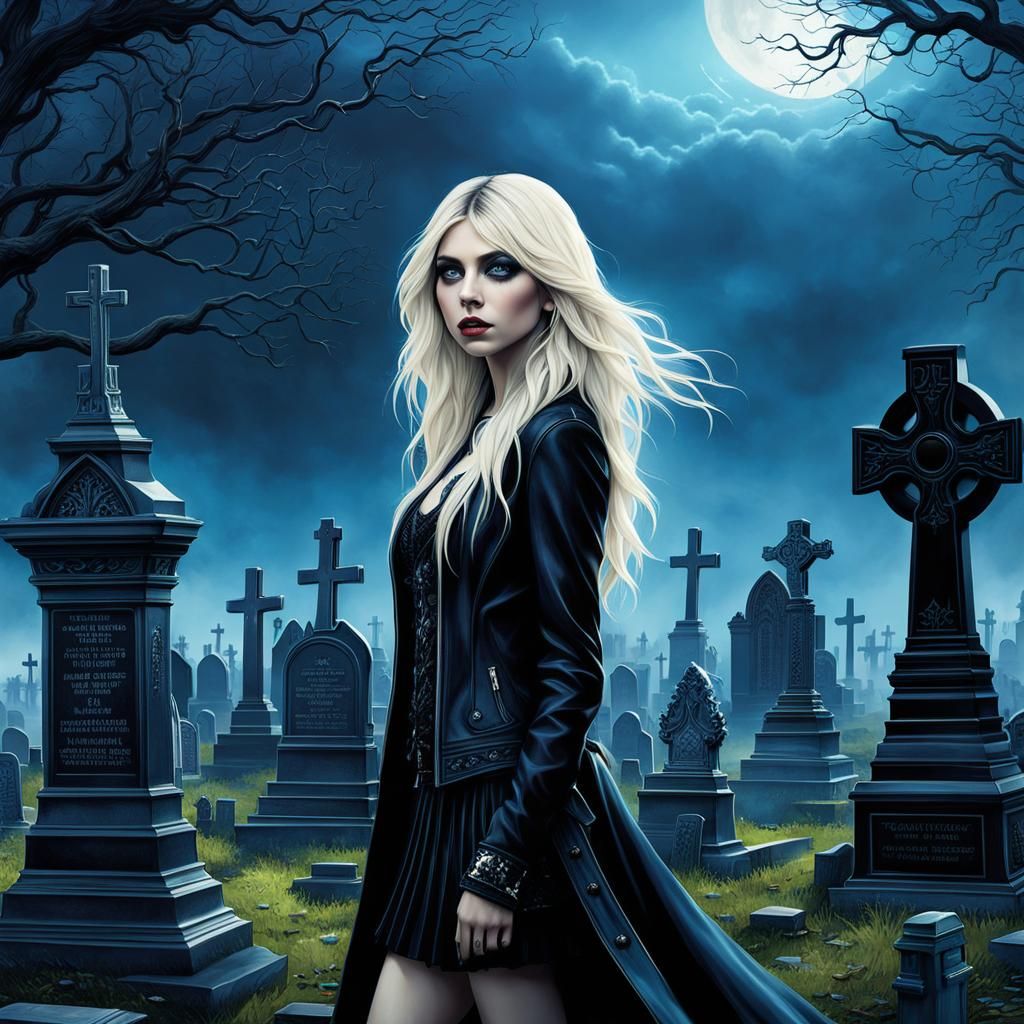 Sinister Cemetery Illustration in Hyperrealistic Style